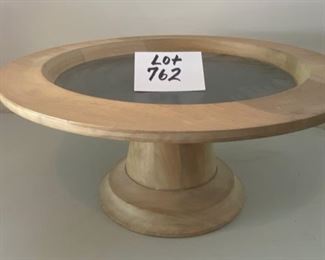 Lot 762. $48.00. Pottery Barn Turned Wood Candle Tray.  21dia x 9.5 tall