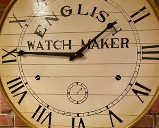 Lot 788. $60.00  English Watch Maker Clock.  Please note this is NOT!!! Lot 786 as shown in the photo.  This is HUGE and unfortunately, we're missing the dimensions.  You can kind of estimate by the number of bricks.  