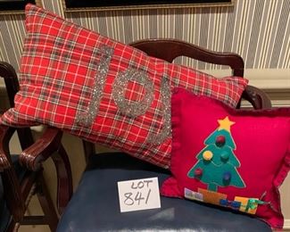 Lot 841. $22.00.  Plaid Joy Christmas Pillow by Devi Designs and 1 Wool Felt Tree Pillow