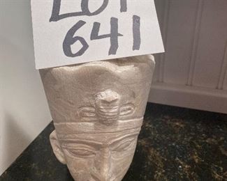 Lot 641.  $60.00. Cool 6-3/4" x 4-1/4" Stone Sculpture of Egyptian Pharoah. 