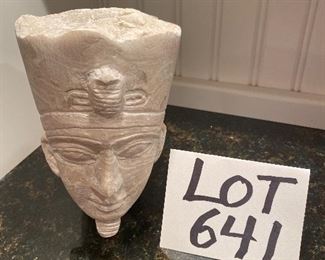 Lot 641.  $60.00. Cool 6-3/4" x 4-1/4" Stone Sculpture of Egyptian Pharoah. 