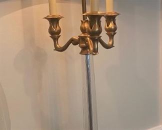 Lot 653. $225. Chapman Table Lamp with clear stand and brass base.  1986. 