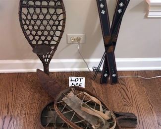 Lot 505 $30.00  Ski Wall Art, Snowshoes,  Snowshoe Candle Holder