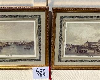 Lot 783  $75,00 Two French Engravings: 1 Paris in 1650, 1 Ecole Militaire - Lovely Peek at History.  Ea 21.5" x 17.25"