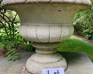 Lot 803 $75.00 Concrete, 2pc, planter/urn 17"H x 20"diam