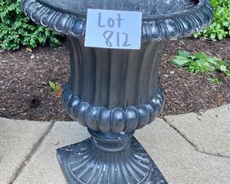 Lot 812,$65.00  Black resin urn-style planter, 24" H  x 18" diameter