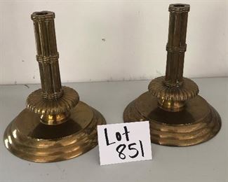 Lot 851.  $100.00.  Brass candlesticks  (12" tall, 9" at base) were $125 each at the store. 