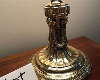 Lot 691.   $60.00  Brass Table Lamp. This lamp is heavy duty! 32"tall and the black shade is 16" in diameter. 
