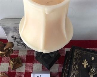 Lot 904.  This candle "shade" sits on top of a very heavy base. 