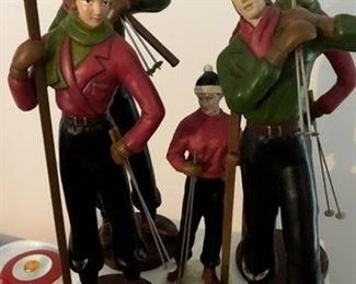 Lot 61.  $85.00.   5  Vintage Ski People from Midwest of Cannon Falls - Imported, 15" large peeps, 10.5" small - 2 women, one man, and one adolescent