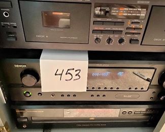 Lot 453 Audio Components: $35.00 Yamaha KX W262 Tape Recorder/Player, $40.00 Denon Auto Changer DCM 380, $60.00 Denon A/V Receiver