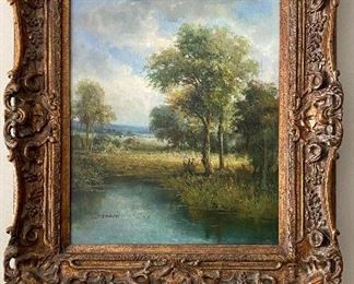 Lot 105 $175.00. Beautiful painting, landscape signed by "Stefano" in elaborate frame  Aprox. 36" x 28" Absolutely Stunning!