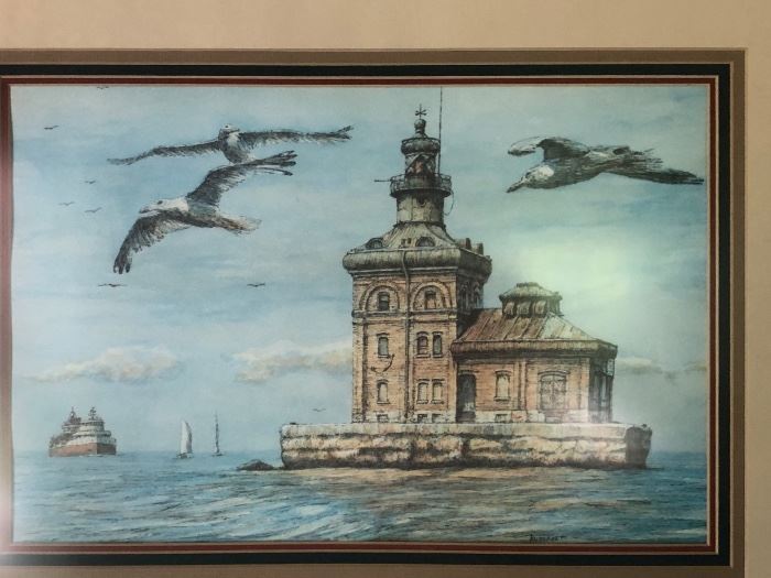 Toledo Light house, signed Kuschel , limited edition