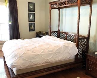 Queen size bed Henredon lighted headboard and base, Asian style (mattress NOT for sale)