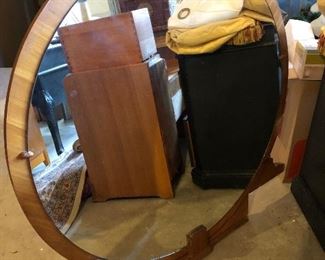 Large round 40's deco mirror for matching vanity