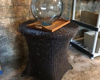 Vintage pedestal style wicker table