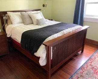 $450 - Queen Size Mission Style Bed (headboard is 48" H, footboard is 32.5" H)