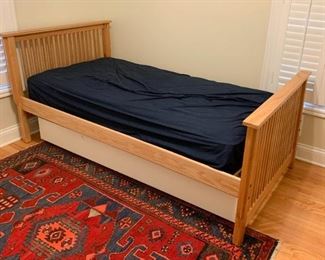 $80 - Slatted Wood Twin Bed (headboard is 37" H, footboard is 31" H)