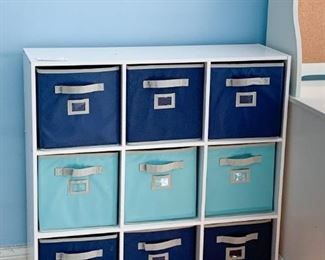 Cubby Storage Shelf with 9 Canvas Bins