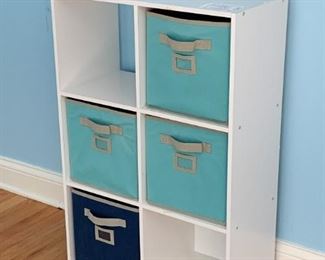 Cubby Storage Shelf with 4 Canvas Bins