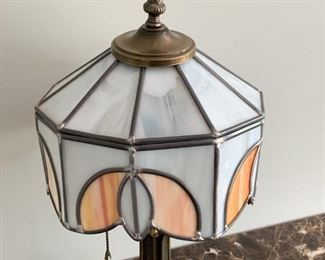 (close up of stained glass table lamp)