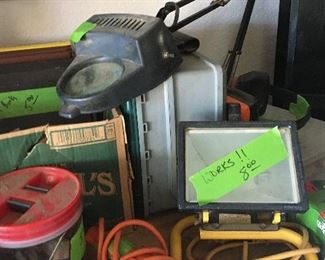 Shop lights, magnifying light tackle box 
