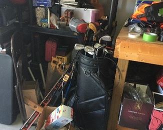 Golf clubs, levels, hand saws