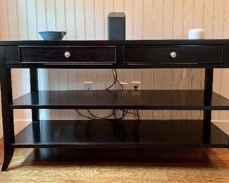 Item 9:  Arhaus Table, two drawers, two shelves - 54" x 18" x 30.5" tall: $375