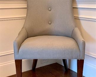 Button Back Ash Grey Upholstered Dining Chairs: $1800