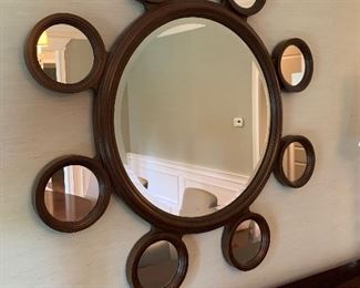 Item 37:  Contemporary Round Mirror by Hickory White - 43" x 28" diagonal: $400 