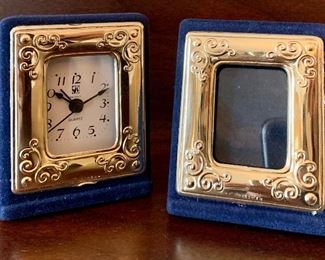 Gift set of small clock and frame - sterling silver: $22