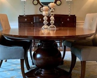 Item 27:  Hickory White Contemporary Double Ball Pedestal Dining Table (has extra leaves and pads) - 108" x 60" x 30" tall- table is perfect in every way: $2500 