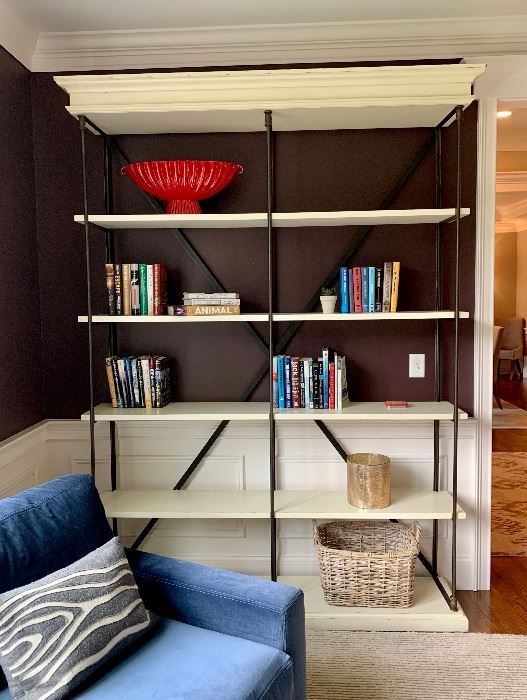 Item 54:  Restoration Hardware Parisian Cornice Double Shelving: 69" x 14" x 97.5" tall: $850