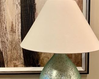 Item 41:  Green speckled "metallic" ceramic lamp - 27": $75