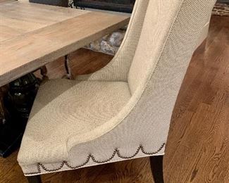 Item 75: (2) Upholstered Chairs with Nailhead Trim- these chairs are in excellent condition however the fabric has become a bit "pilly" - $300 for pair                                                                                                                               Arm Chairs - 24.5" x 20.5" x 42"   