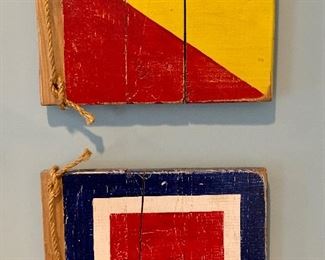 Item 110:  Nautical flags (4) - 14.9" x 9": $24 each ( Blue and red squares is already sold)