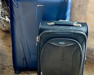 Item 159:  Samsonite hard shell blue suitcase - 18" x 12" x 30":  $125                                                                                                   Item 157:  Samsonite carry-on suitcase (We have 3!) - 14" x 8.5" x 24":                                                                                                                  