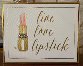 Item 171:  "Live, Love, Lipstick" print - 20" x 2" x 16" Wall Decor: $35