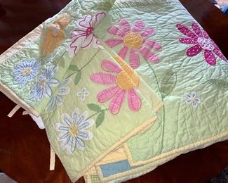 Item 174:  Pottery Barn Kids full size (86" x 86") quilt with 2 shams and bedskirt: $85 and there is a full bed skirt, pink, that can be used with it. 