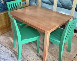 Item 169:  Pottery Barn Kids table - 33" x 24" x 22"                        Item 17:  (4) Pottery Barn Kids chairs - 13" x 13" x 26": $145 for all