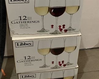 Lot of (3) Libbey wine glasses: $15 per box 