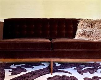 Item 138: Bolier and Co. Luxe Chocolate Brown Velvet Sofa, 78" long x 32" Tall x 33" Deep: $1800