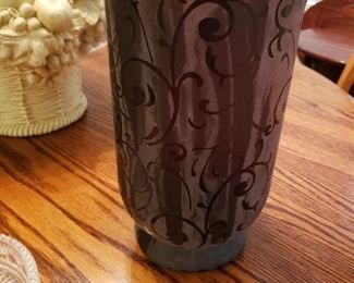 Red Etched Glass Vase