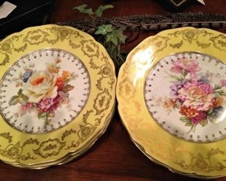 Bohemian plates with different floral patterns