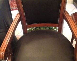 One of two fine leather chairs