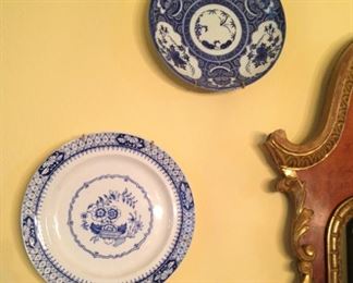 Two of many blue & white plates
