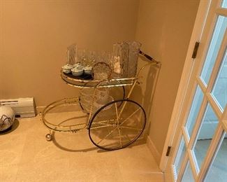 GLASS AND BRASS TEA CART $165 OR BEST OFFER