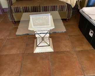 GLASS TOP & STONE COFFEE TABLE $375 OR BEST OFFER