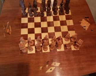 Vintage inlaid chess table