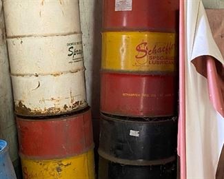 Metal oil drums with advertising
